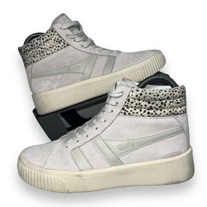 Gola Baseline Savanna High Top Sneakers Off White / Cheetah CLB106 Women's 6